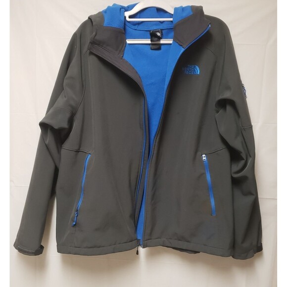 The North Face Men’s Gray Hooded Fleece Jacket with Blue Trim Size XXL PO Good - Picture 1 of 10